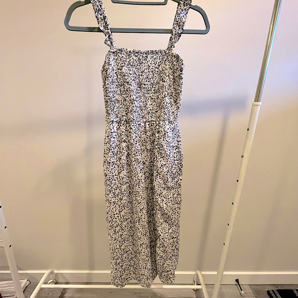 Abercrombie & Fitch Floral Midi Dress - White and Blue